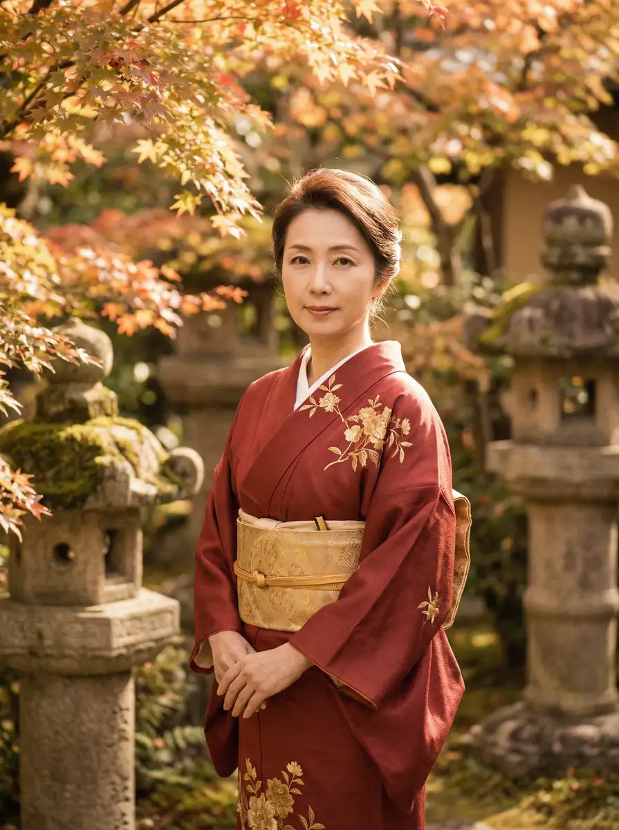 一位身穿暗红色和服的优雅 本子-独家爆料本子影视|本子官方平台交流社区 在日式庭院中