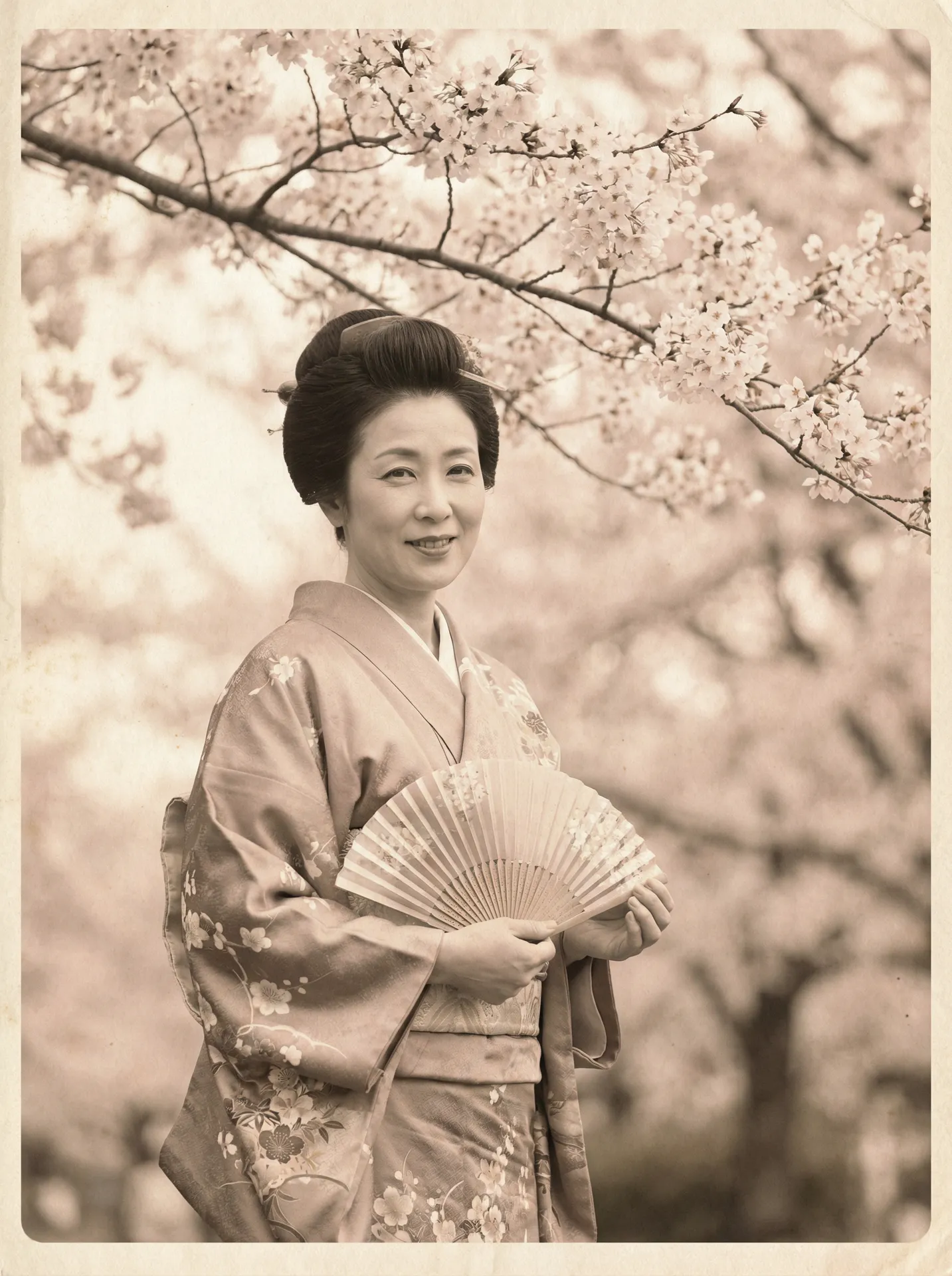 一位持扇的优雅 本子-独家爆料本子影视|本子官方平台交流社区 在樱花树下的复古写真