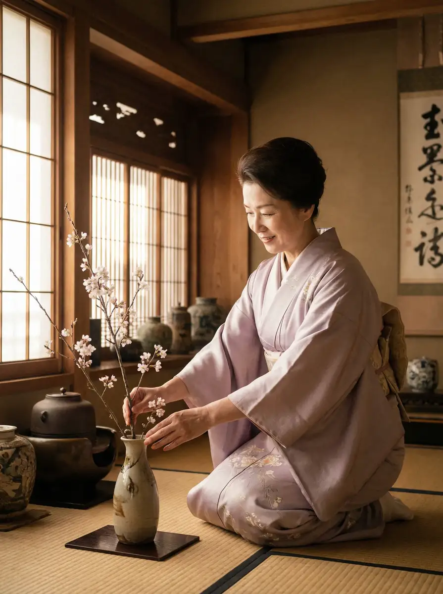 一位优雅的 本子-独家爆料本子影视|本子官方平台交流社区 在和室中插花